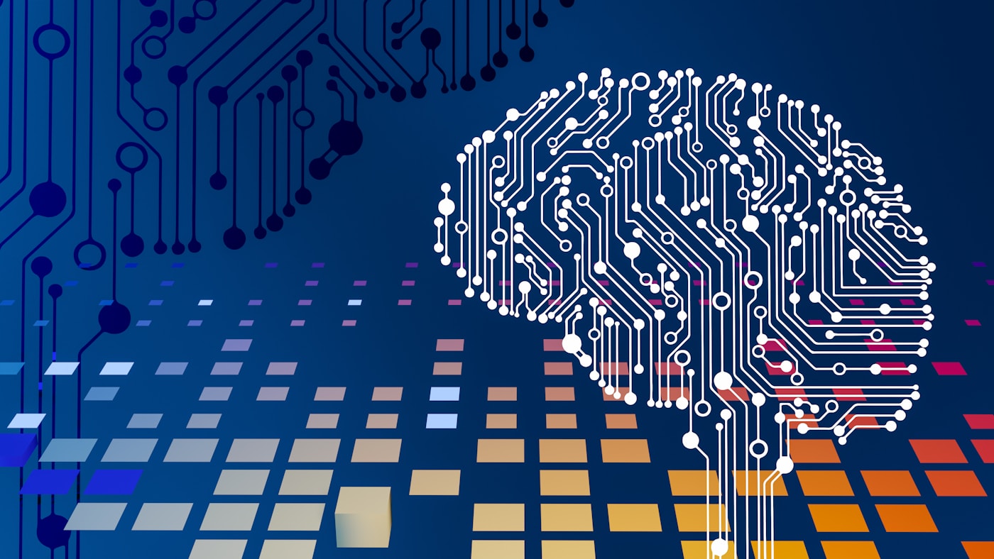 KI-Suchoberfläche mit leuchtenden neuronalen Netzwerkverbindungen
