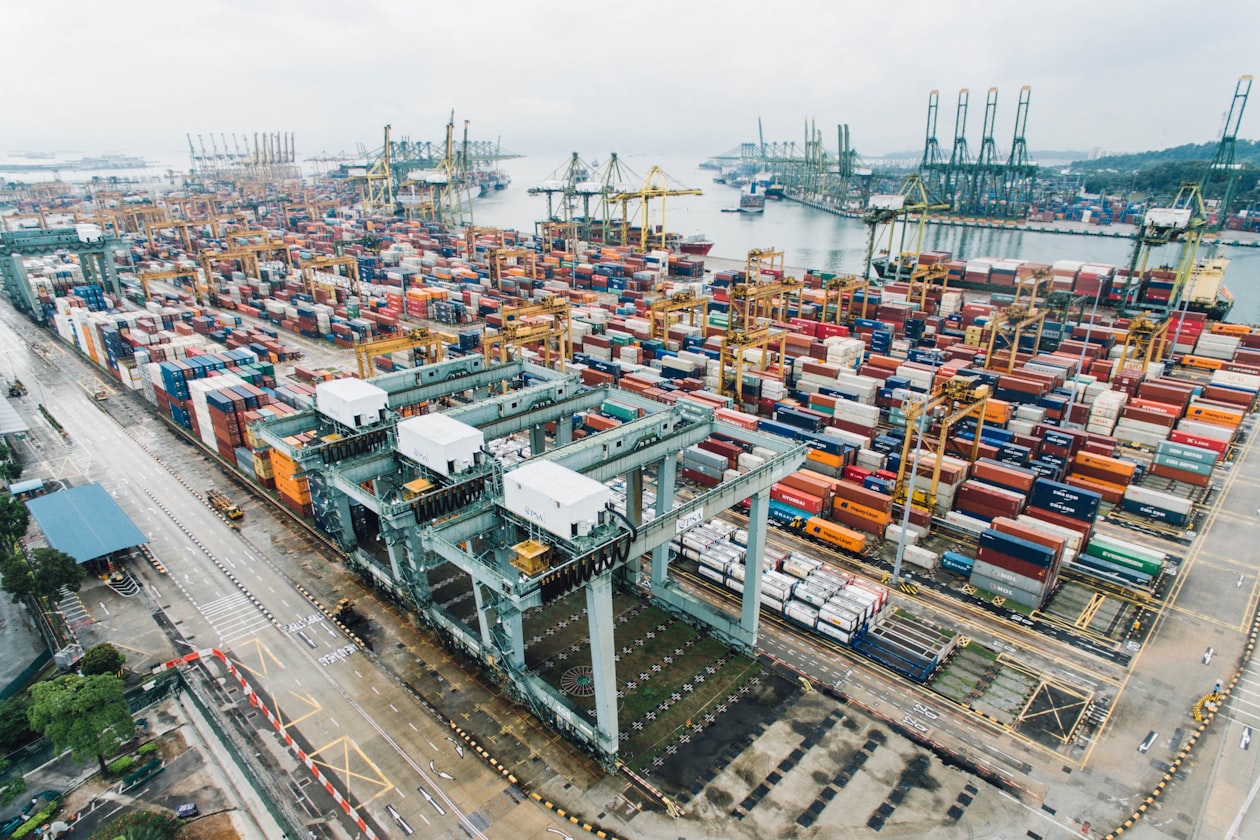 Cargo vessel moored at a northern port