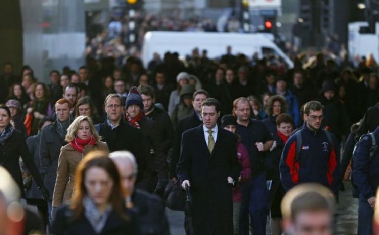 City workers on their rush hour commute