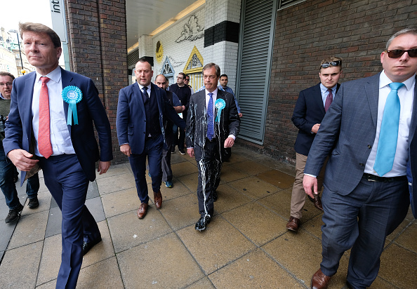 Nigel Farage milkshake: The Brexit party leader was hit with a milkshake in the run up to the European elections
