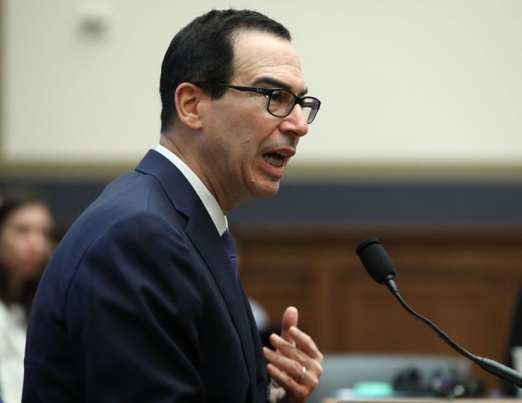 WASHINGTON, DC - MAY 22: Treasury Secretary Steven Mnuchin testifies during a House Financial Services Committee on Capitol Hill May 22, 2019 in Washington, DC. The committee heard testimony from the Secretary on the State of the International Financial System, and President Donald Trump&rsquo;s tax returns. (Photo by Mark Wilson/Getty Images)