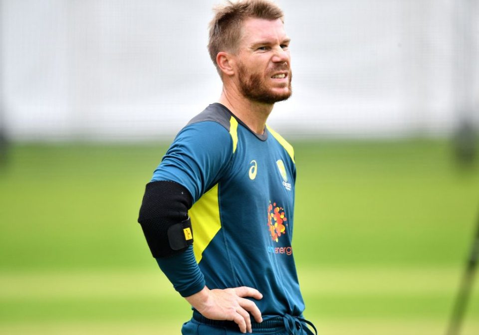 Australia's David Warner looks on during a training session at Lord's Cricket Ground in London on June 24, 2019, ahead of their 2019 Cricket World Cup group stage match against England. (Photo by Saeed KHAN / AFP) / RESTRICTED TO EDITORIAL USE (Photo credit should read SAEED KHAN/AFP/Getty Images)
