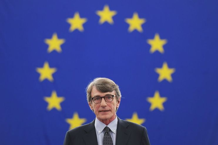 David Sassoli addresses European parliament after winning victory (Photo by FREDERICK FLORIN / AFP) (Photo credit should read FREDERICK FLORIN/AFP/Getty Images)
