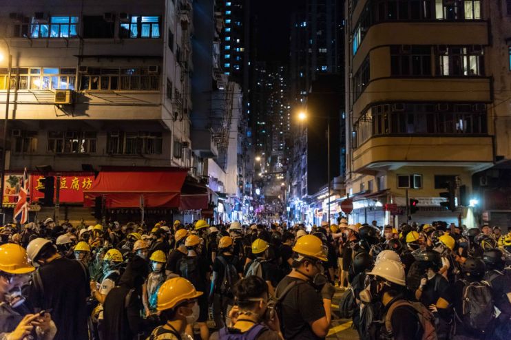 Police shot pro-democracy protesters in Hong Kong with rubber bullets before the incident at Yuen Long train station last night