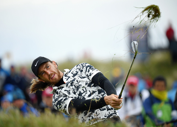 PORTRUSH, NORTHERN IRELAND - JULY 21: Tommy Fleetwood of England plays a shot on the 17th hole during the final round of the 148th Open Championship held on the Dunluce Links at Royal Portrush Golf Club on July 21, 2019 in Portrush, United Kingdom. (Photo by Stuart Franklin/Getty Images)