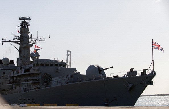 A picture taken on February 3, 2014, shows the British warship HMS Montrose docked in the Cypriot port of Limassol on February 3, 2014. The Royal Navy ship is assisting in the removal of the Syrian chemical stocks as part of an international effort to destroy them. AFP PHOTO/STR (Photo credit should read -/AFP/Getty Images)