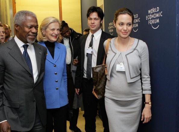 Angelina Jolie (right) and Brad Pitt have attended the World Economic Forum