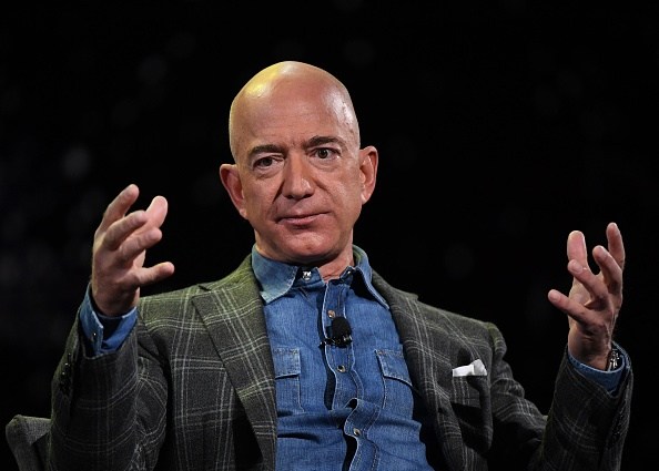 Amazon Founder and CEO Jeff Bezos addresses the audience during a keynote session at the Amazon Re:MARS conference on robotics and artificial intelligence at the Aria Hotel in Las Vegas, Nevada on June 6, 2019. (Photo by Mark RALSTON / AFP) (Photo credit should read MARK RALSTON/AFP/Getty Images)