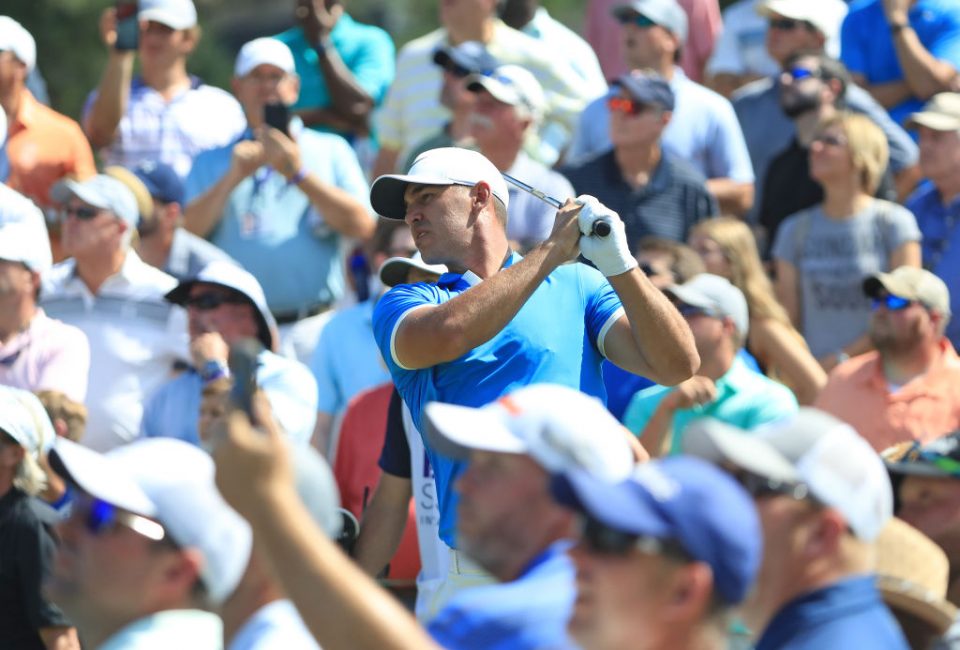 MEMPHIS, TENNESSEE - JULY 28: Brooks Koepka plays a shot on the 14th hole during the final round of the World Golf Championship-FedEx St Jude Invitational at TPC Southwind on July 28, 2019 in Memphis, Tennessee. (Photo by Sam Greenwood/Getty Images)