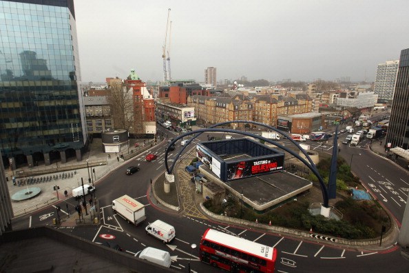 LONDON, ENGLAND - MARCH 15: Vehicles negotiate the Old Street roundabout in Shoreditch, which has been dubbed 'Silicon Roundabout' due to the number of technology companies operating from the area on March 15, 2011 in London, England. The relatively low rental rates and proximity to media and internet companies has made the area close to the roundabout a prime location for IT firms and web entrepreneurs. (Photo by Oli Scarff/Getty Images)