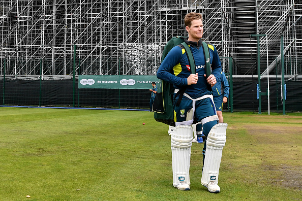Australia's Steve Smith leaves a training session at Old Trafford in Manchester, north-west England on September 3, 2019 on the eve of the start of the fourth Ashes cricket Test match between England and Australia. (Photo by Paul ELLIS / AFP) / RESTRICTED TO EDITORIAL USE. NO ASSOCIATION WITH DIRECT COMPETITOR OF SPONSOR, PARTNER, OR SUPPLIER OF THE ECB (Photo credit should read PAUL ELLIS/AFP/Getty Images)