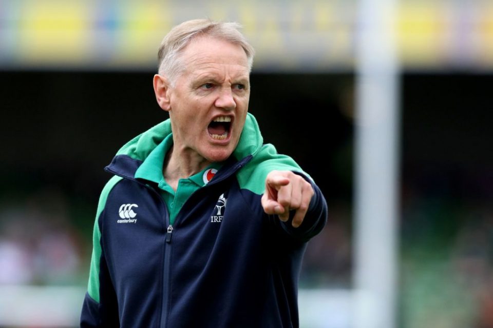 Ireland's head coach Josef Schmidt gestures during the warm-up rugby union Test match between Ireland and Wales at the Aviva Stadium in Dublin on September 7, 2019. (Photo by Paul Faith / AFP) (Photo credit should read PAUL FAITH/AFP/Getty Images)