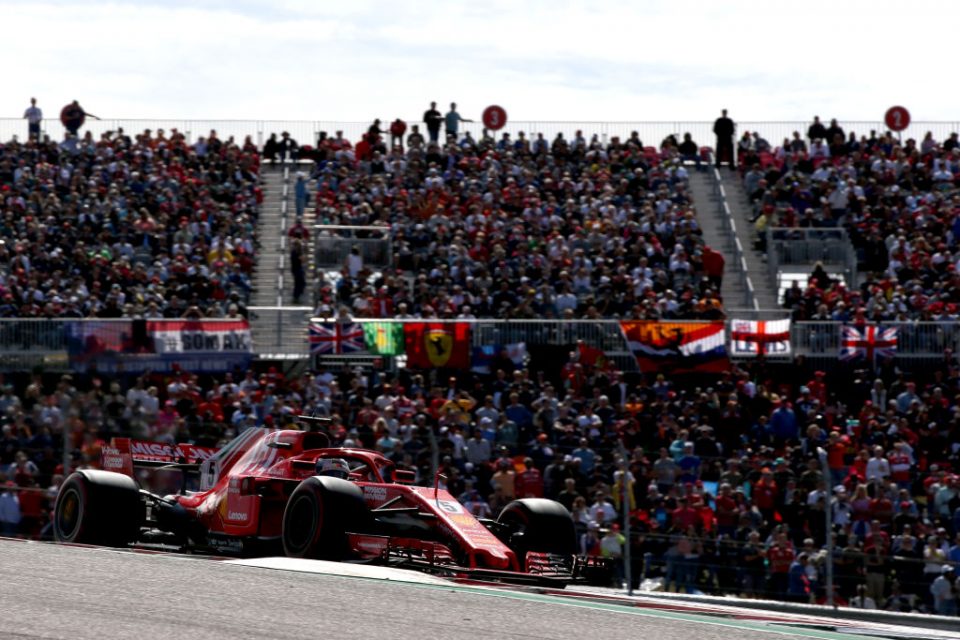 AUSTIN, TX - OCTOBER 21: Sebastian Vettel of Germany driving the (5) Scuderia Ferrari SF71H on track during the United States Formula One Grand Prix at Circuit of The Americas on October 21, 2018 in Austin, United States. (Photo by Charles Coates/Getty Images)