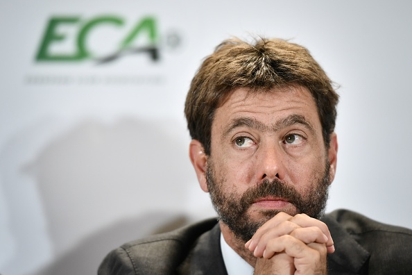 Chairman of the European Club Association (ECA) Andrea Agnelli gives a press conference, on September 10, 2019 in Geneva, at the end of the general assembly of the organization representing the interests of professional association football clubs in UEFA. (Photo by FABRICE COFFRINI / AFP)        (Photo credit should read FABRICE COFFRINI/AFP/Getty Images)