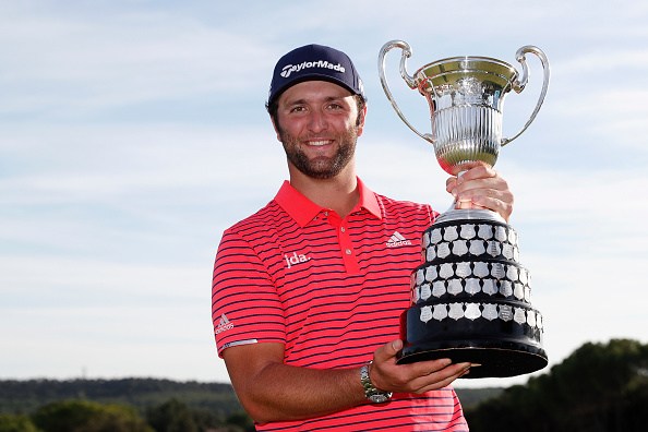 MADRID, SPAIN - OCTOBER 06: Jon Rahm of Spain poses with the trophy after winning the Open de Espana during Day four of the Open de Espana at Club de Campo Villa de Madrid on October 06, 2019 in Madrid, Spain. (Photo by Luke Walker/Getty Images)
