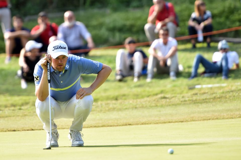 ROME, ITALY - OCTOBER 13: Bernd Wiesberger of Austria lines up a putt on 14th green during Day Four of the Italian Open at Olgiata Golf Club on October 13, 2019 in Rome, Italy. (Photo by Tullio M. Puglia/Getty Images)