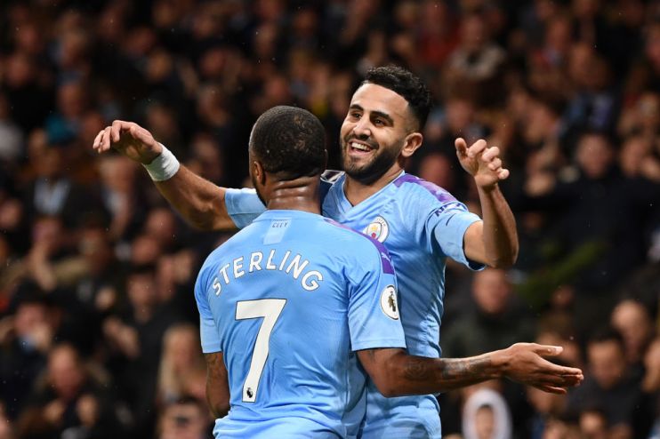 Riyad Mahrez and Raheem Sterling of Manchester City