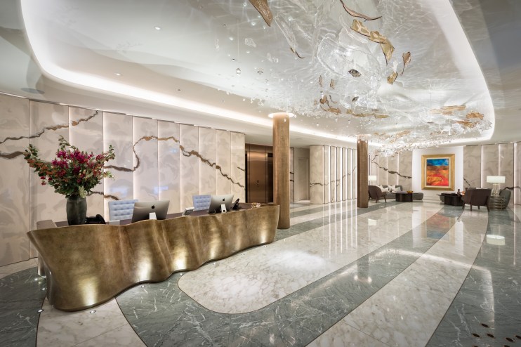 The lobby of 73 Brook Street, headquarters of luxury property firm Clivedate