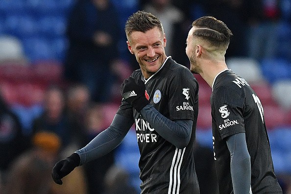Jamie Vardy and James Maddison of Leicester City