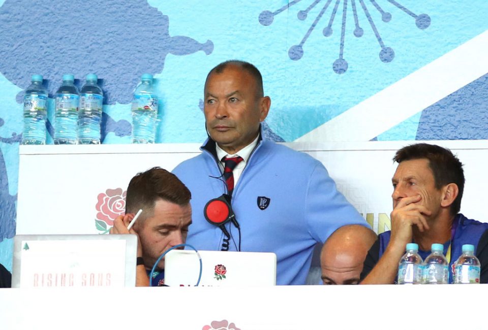 YOKOHAMA, JAPAN - NOVEMBER 02: Eddie Jones, Head Coach of England looks on from the stands during the Rugby World Cup 2019 Final between England and South Africa at International Stadium Yokohama on November 02, 2019 in Yokohama, Kanagawa, Japan. (Photo by Cameron Spencer/Getty Images)
