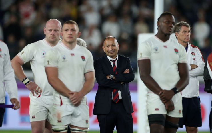 YOKOHAMA, JAPAN - NOVEMBER 02: Eddie Jones, the England head coach, looks on after their defeat during the Rugby World Cup 2019 Final between England and South Africa at International Stadium Yokohama on November 02, 2019 in Yokohama, Kanagawa, Japan. (Photo by David Rogers/Getty Images)