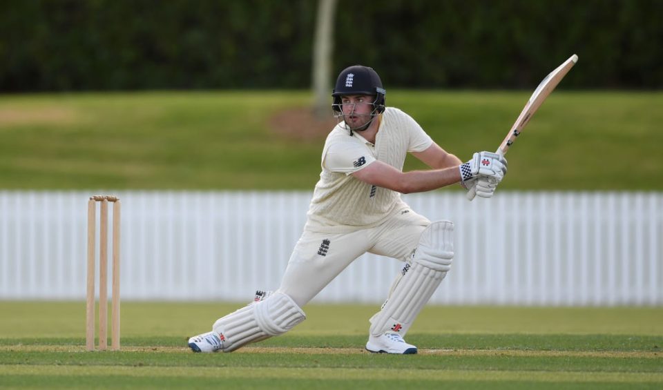 WHANGAREI, NEW ZEALAND - NOVEMBER 12: Dom Sibley of England bats during the tour match between New Zealand XI and England at Cobham Oval on November 12, 2019 in Whangarei, New Zealand. (Photo by Gareth Copley/Getty Images)