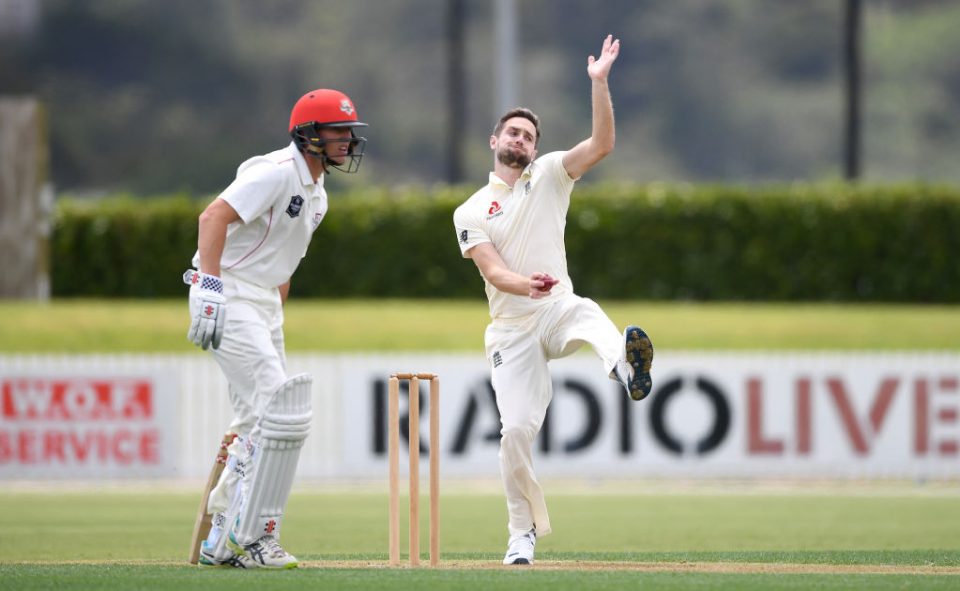 WHANGAREI, NEW ZEALAND - NOVEMBER 13: Chris Woakes of England bowls during the tour match between New Zealand XI and England at Cobham Oval on November 13, 2019 in Whangarei, New Zealand. (Photo by Gareth Copley/Getty Images)