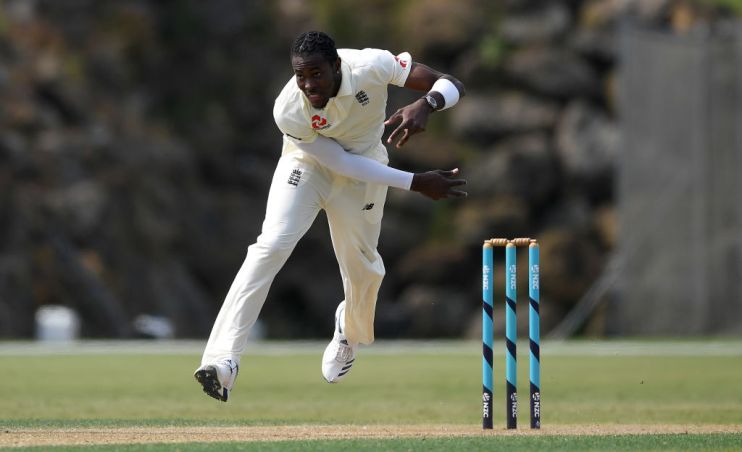WHANGAREI, NEW ZEALAND - NOVEMBER 17: Jofra Archer of England bowls during day three of the tour match between New Zealand A and England at Cobham Oval on November 17, 2019 in Whangarei, New Zealand. (Photo by Gareth Copley/Getty Images)