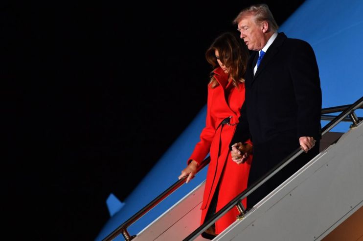 Donald Trump and Melania Trump arrive in London for the Nato summit