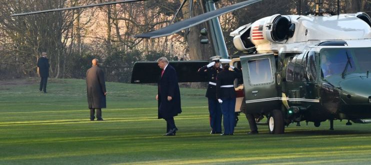 Nato summit 2019: US President Donald Trump arrives by helicopter for the 70th anniversary of the alliance