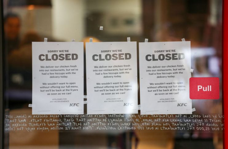 KFC Fast Food Restaurants Close After They Run Out Of Chicken