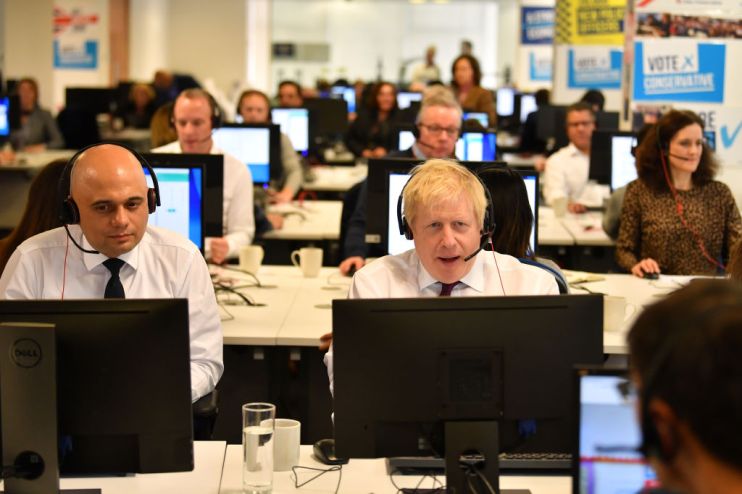 Boris Johnson Visits Conservative Campaign HQ