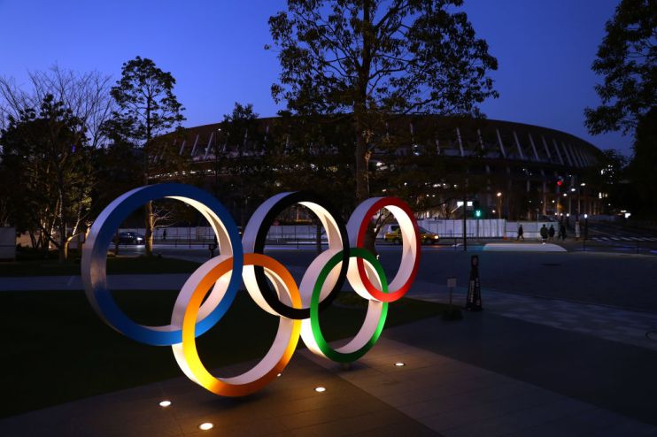 Olympic rings outside Tokyo's New National Stadium