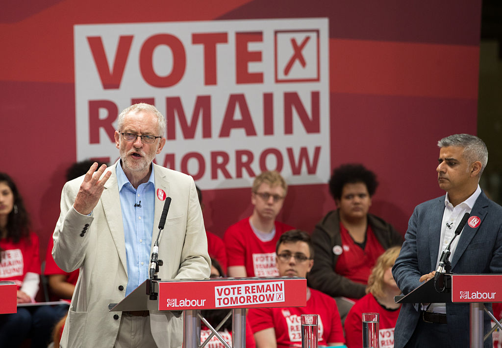 Both Sadiq Khan and Jeremy Corbyn (left) were Remainers of differing degrees