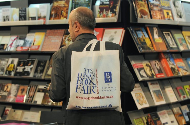 London Book Fair man holds bag