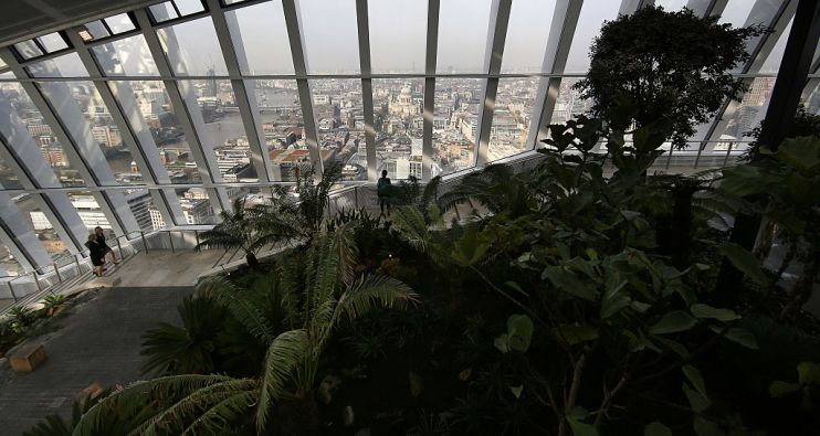 Visitors To The Sky Garden At The Top Of London's Newest Skyscraper