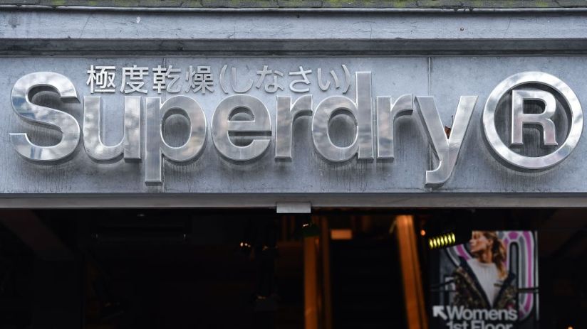 The Superdry logo on a store in Brussels