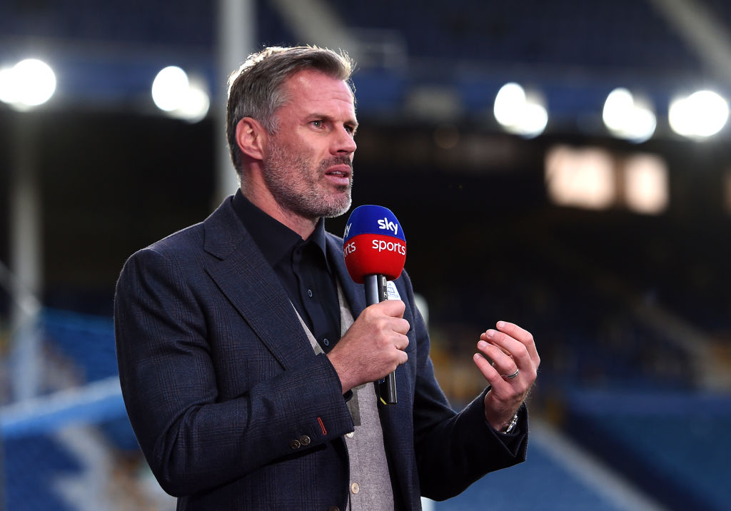 Former Liverpool defender Jamie Carragher working as a broadcaster for Sky Sports
