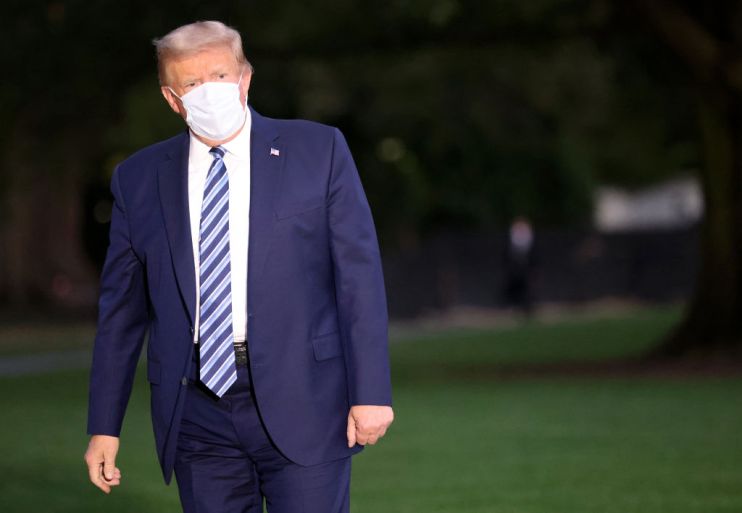 President Trump Arrives Back At White House After Stay At Walter Reed Medical Center For Covid