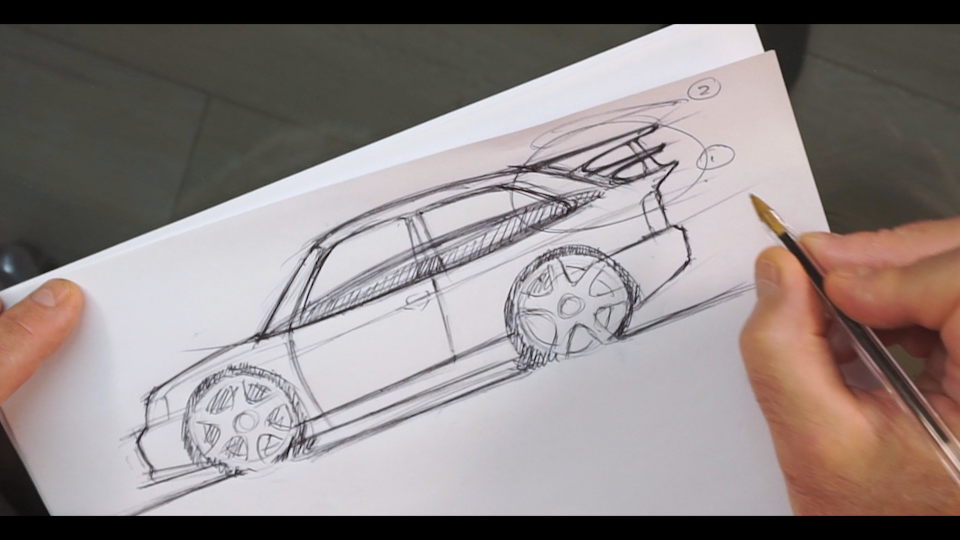 Ford Escort RS Cosworth sketch by Frank Stephenson