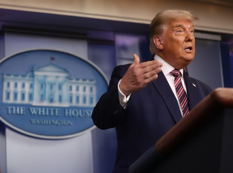 President Trump Speaks From The James S. Brady Briefing Room At The White House