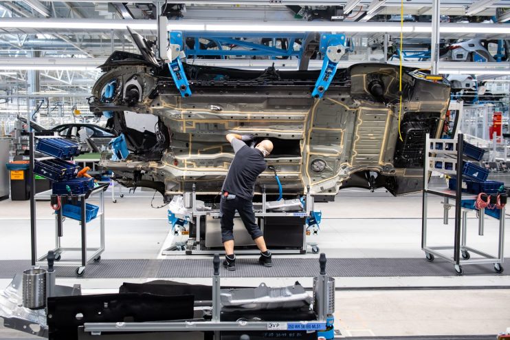 The number of cars produced in the UK last month remains mired at nearly half of pre-pandemic levels as the industry grapples with shortages of key components like semi-conductors.