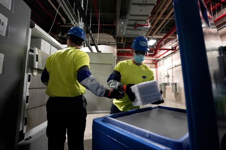 The First Shipments Of The Pfizer And BioNTech COVID-19 Vaccine Are Transported For Shipping
