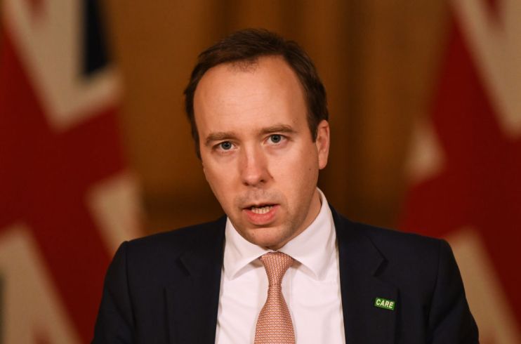 UK Health Secretary Holds Press Briefing At Downing Street