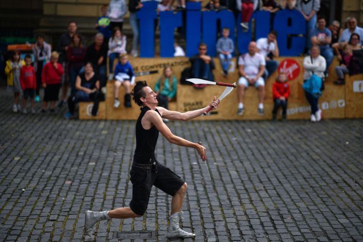Fringe Festival Performers On Edinburgh's Royal Mile