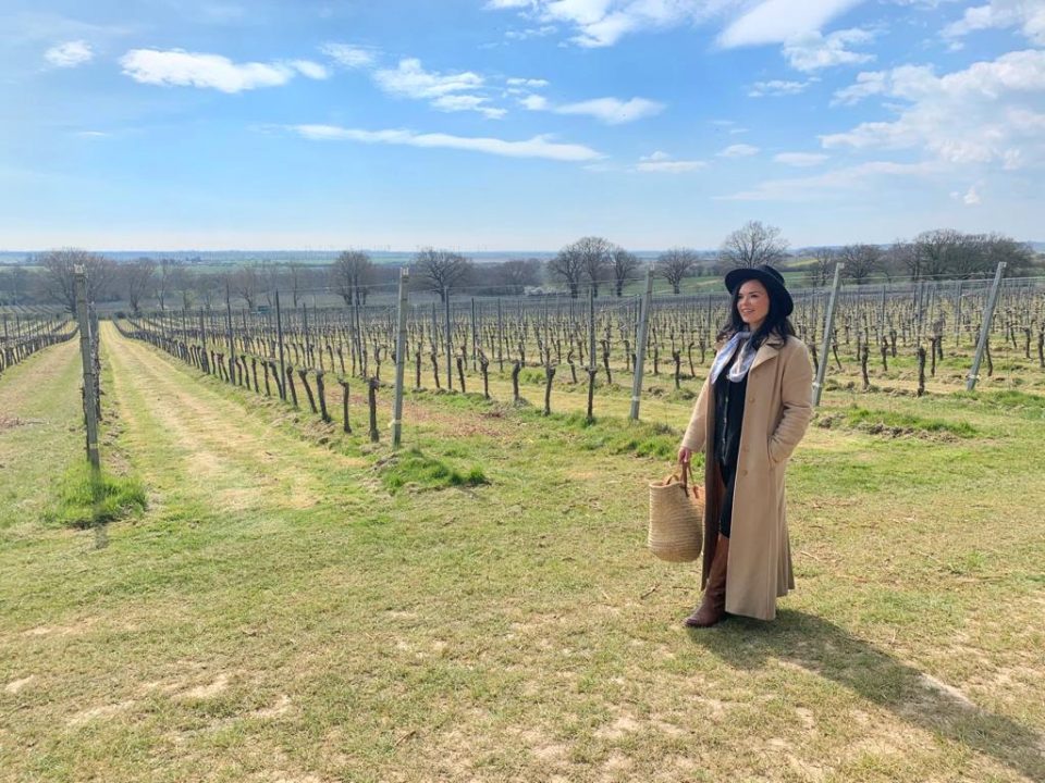 Libby at the Gusbourne vineyard