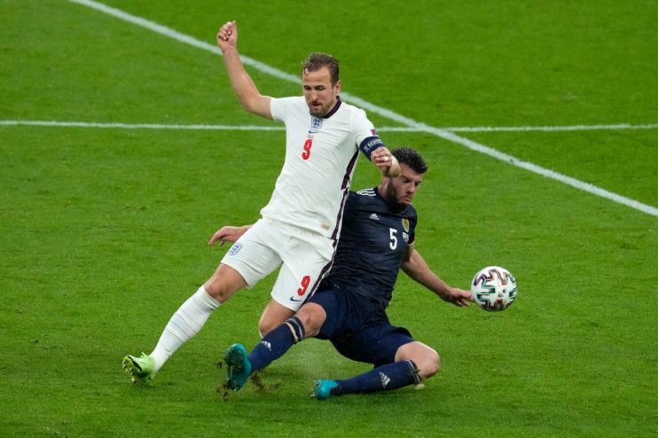 Kane had the fewest touches and lowest pass completion rate of any outfield England player against Scotland for a second Euro 2020 game running