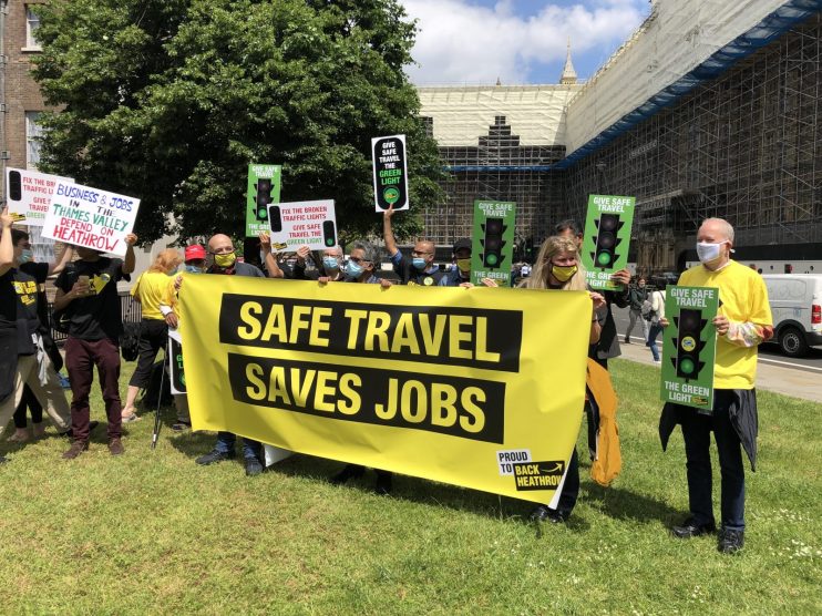 Pilots, travel agents and union members descended on Westminster this afternoon in a plea for the government to &ldquo;save&rdquo; the long-suffering travel industry.