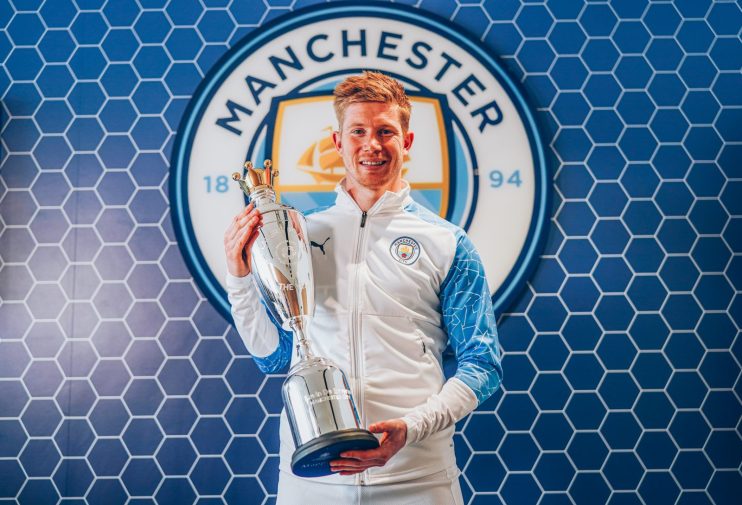 De Bruyne is only the third man to win the PFA PLayers' Player of the Year award in consecutive years