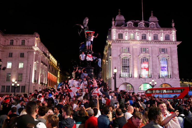 Football Fans Support England Against Ukraine In Their Euro 2020 Match